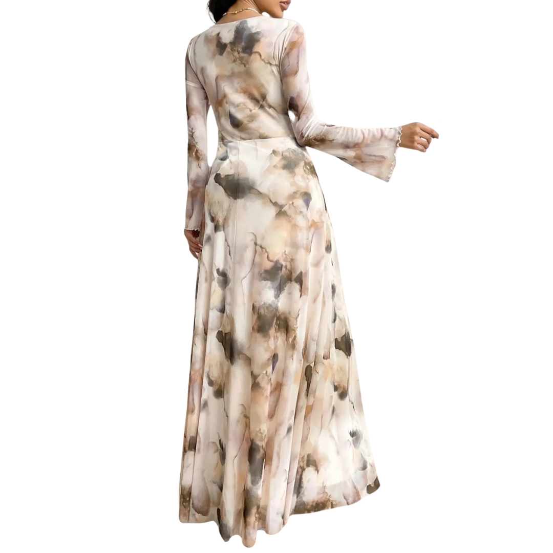 CELESTE™ | Tie-Dye Mesh Print Elegance Dress