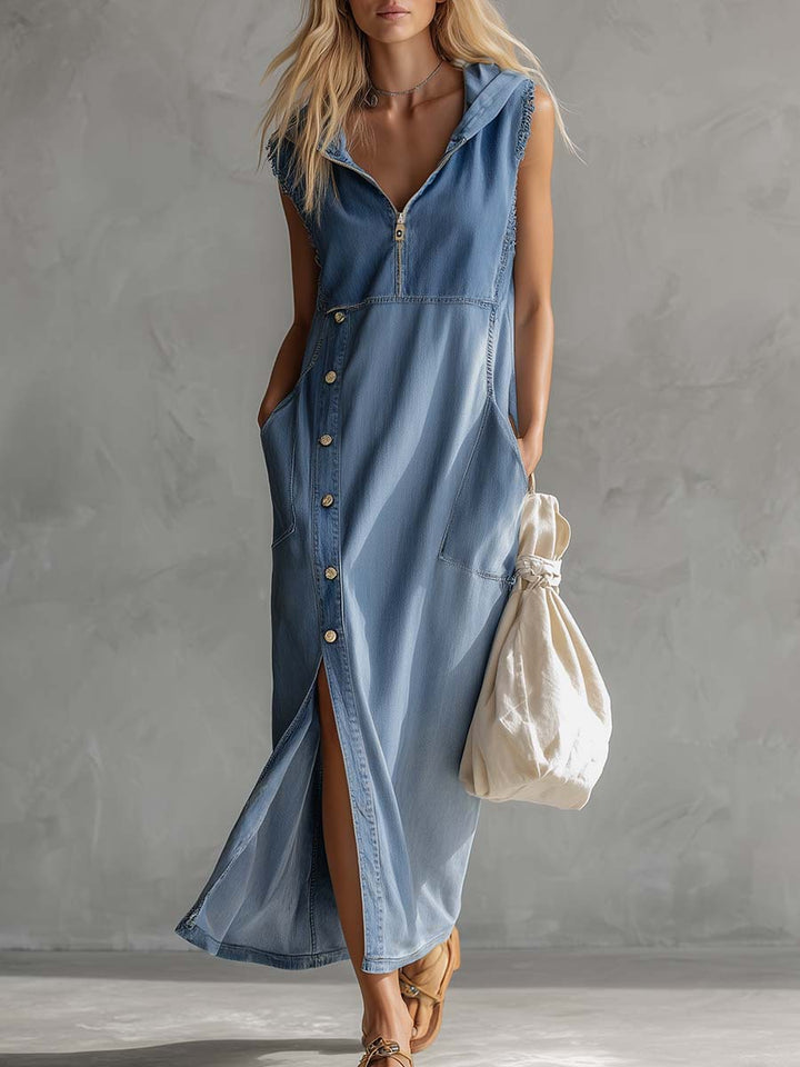 Brielle Hooded Denim Sleeveless