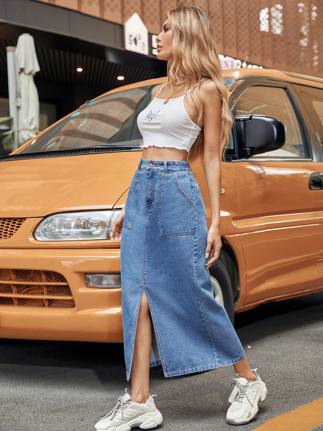 Grace Slit Denim Skirt