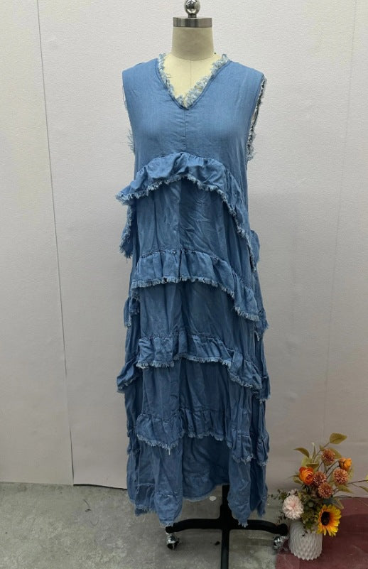 Evelyn Raw-edge Denim Dress