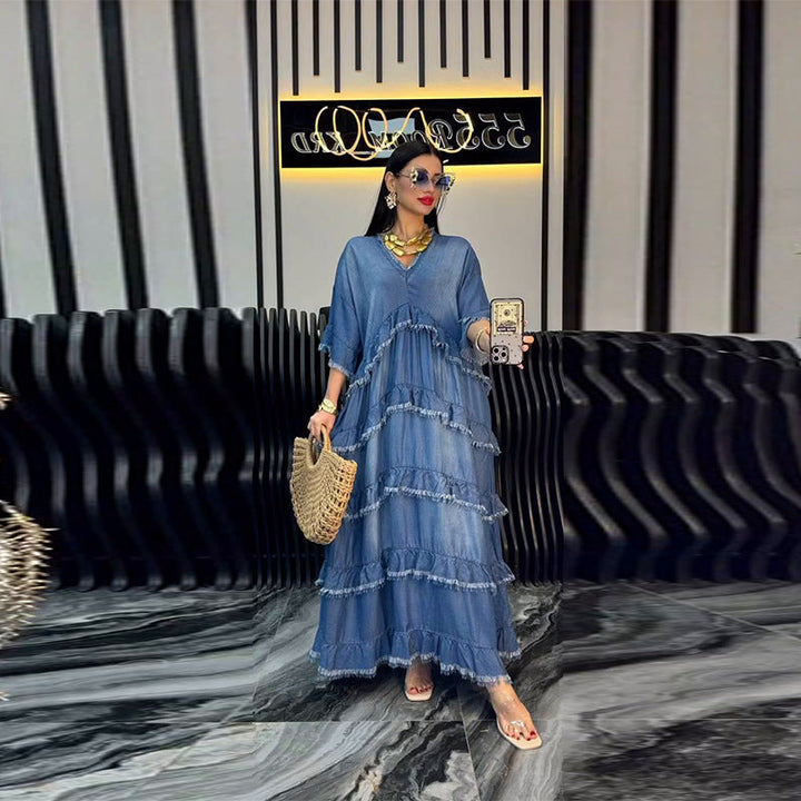 Evelyn Raw-edge Denim Dress
