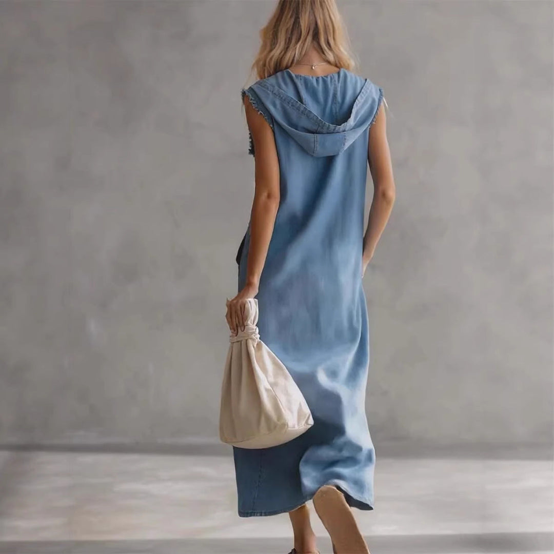 Brielle Hooded Denim Sleeveless