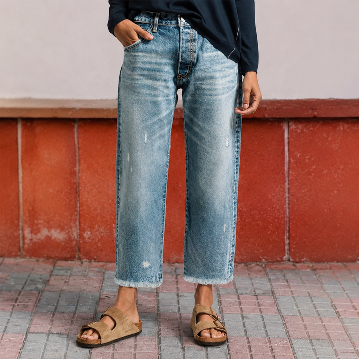 Aberjean™ | Retro Cropped Straight Jeans