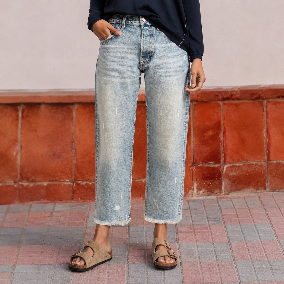 Aberjean™ | Retro Cropped Straight Jeans
