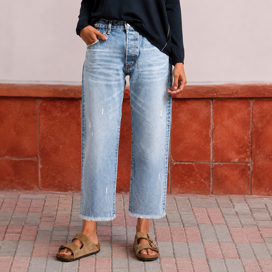 Aberjean™ | Retro Cropped Straight Jeans