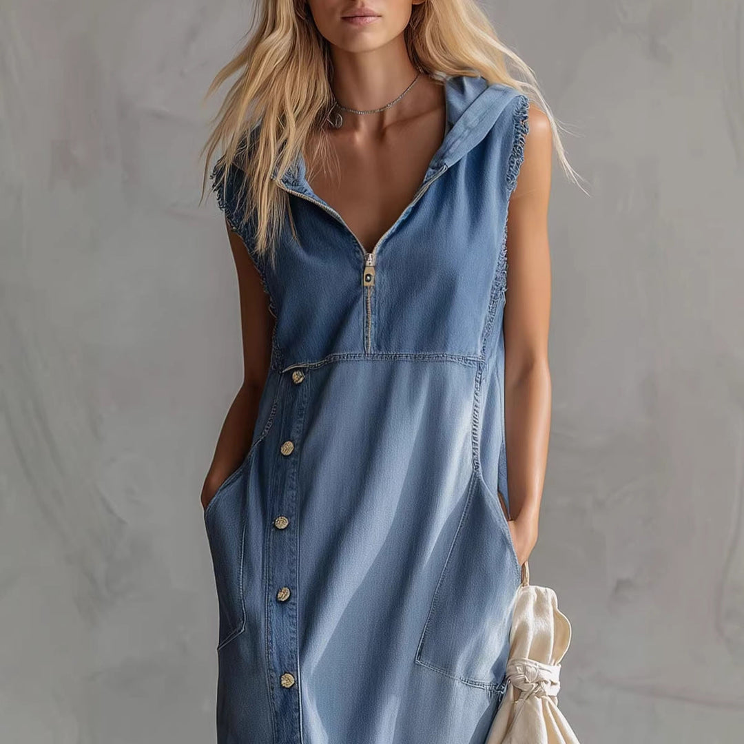 Brielle Hooded Denim Sleeveless