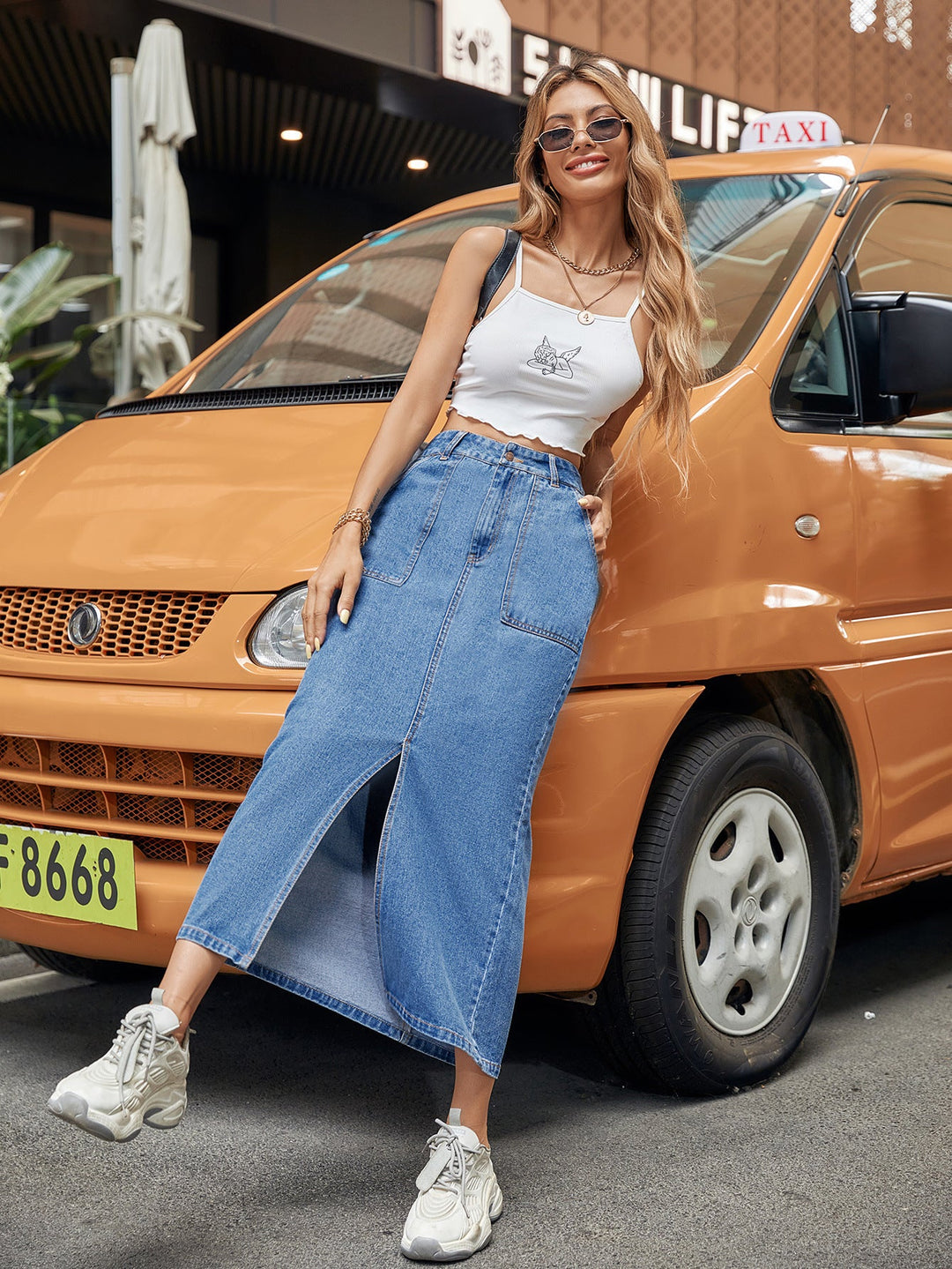 Grace Slit Denim Skirt