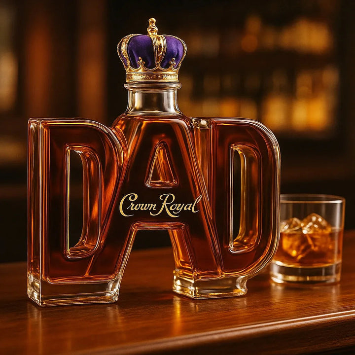 Side profile of the Calista personalized decanter, showing its refined curvature and sturdy base.