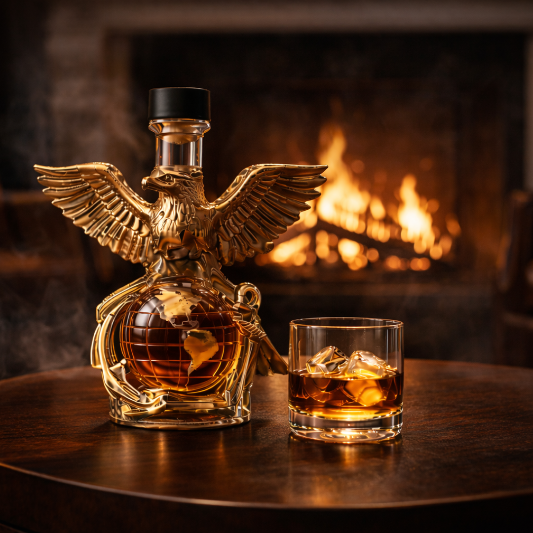 Packaging shot of the Cassandra unique whisky decanter, suggesting its premium presentation for gifting.