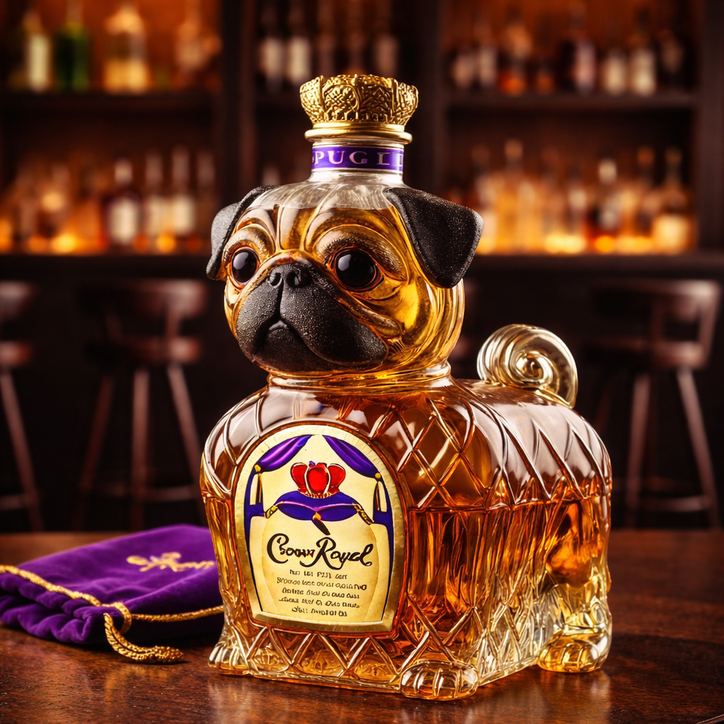 Front view of the Colette French Bulldog whisky decanter, showcasing its detailed and charming design on a light background.