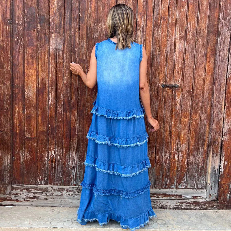 Evelyn Raw-edge Denim Dress