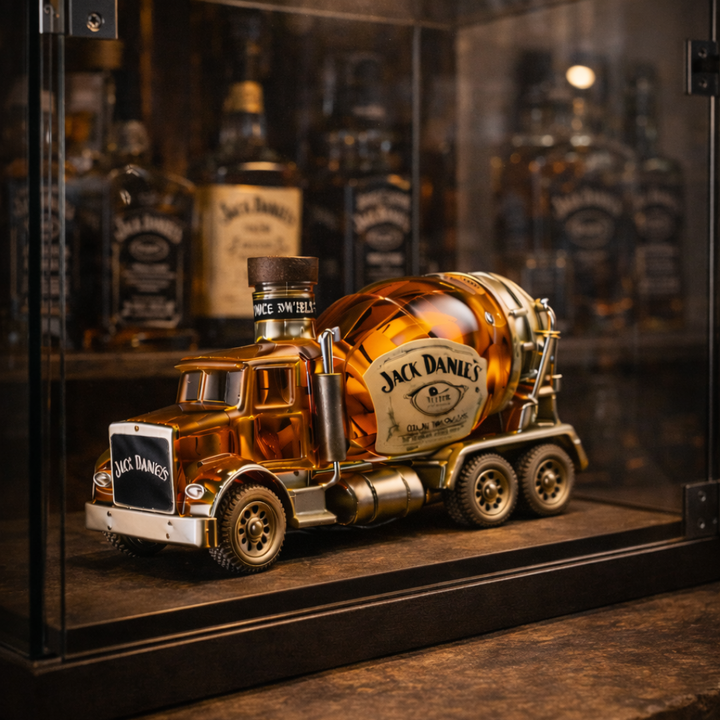 Front view of the Evadne novelty decanter, showcasing its intricate and unique design.