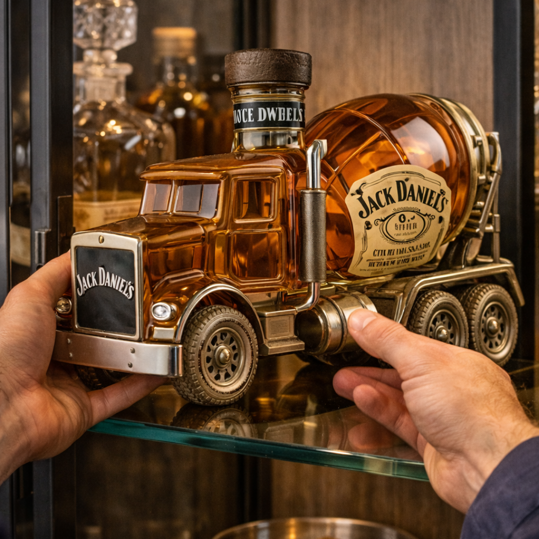 Lifestyle image of the novelty decanter placed among other collectible items, suggesting its role in a collection.