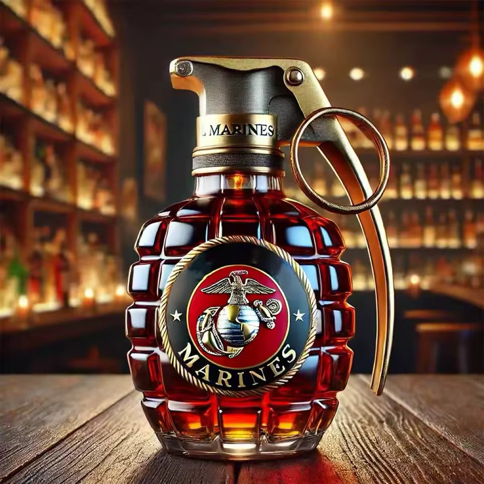 Close-up detail of the intricate design elements on the Rune whisky decanter, highlighting the glass texture.